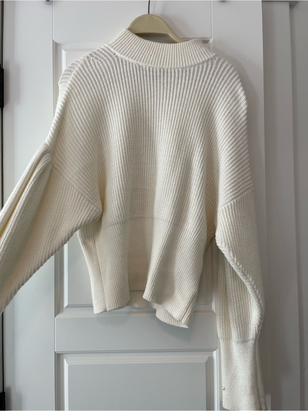 Express Cream Ribbed Mock Turtleneck Sweater